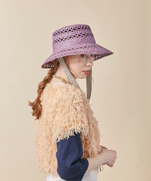 kaorinomori（カオリノモリ）の「kaorinomori ティーハット（ハット・レディース・ライトパープル/ナチュラル・M/57.5cm）」の14枚目の写真