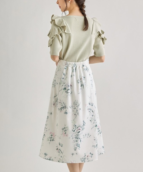 tocco closet(トッコ クローゼット)の「グログランテープラインフラワープリントフレアスカート(スカート・レディース・ピンク/ホワイト・M)」の21枚目の写真