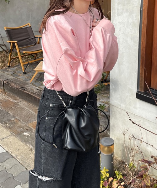 LE MORE（リモア）の「ハートデザインロングTシャツ（Tシャツ/カットソー・レディース・ホワイト/ピンク/グレー・FREE）」の9枚目の写真