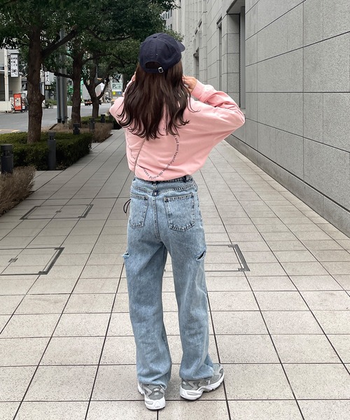 LE MORE（リモア）の「ハートデザインロングTシャツ（Tシャツ/カットソー・レディース・ホワイト/ピンク/グレー・FREE）」の12枚目の写真