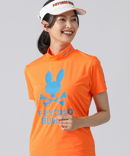 Psycho Bunny（サイコバニー）の「[GOLF][WOMEN] ハイストレッチ シルエットロゴ モックネックTシャツ（Tシャツ/カットソー・レディース・ライトイエロー/ブラック/ホワイト/オレンジ・1/2）」の4枚目の写真