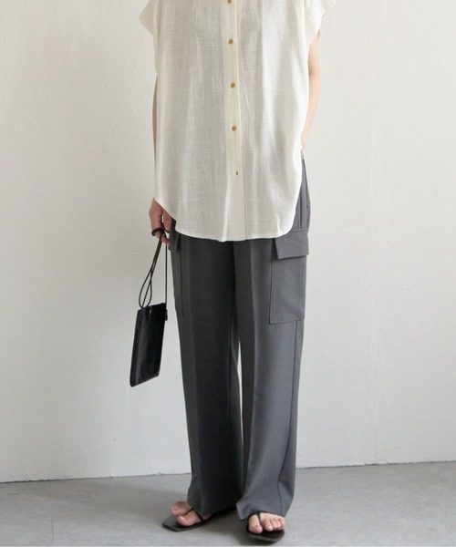 notch.(ノッチ)の「カーゴスラックスパンツ(カーゴパンツ・レディース・ベージュ/オリーブ/オフホワイト/ブラウン/チャコールグレー/ブラック・M)」の4枚目の写真