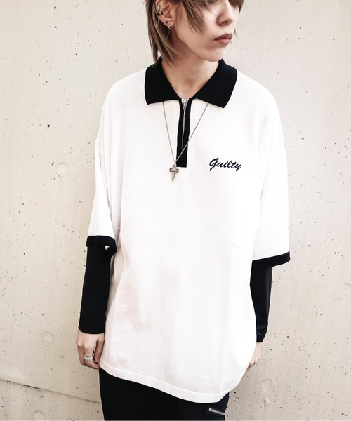 (Z) BL COTTON REYONHARF ZIP POLO/コットンレーヨン ハーフZIPポロ