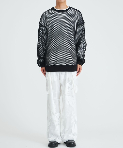 SHAREEF(シャリーフ)の「STUDIOUS別注 MESH PULLOVER(Tシャツ/カットソー・メンズ・ホワイト/ブラック・1/2)」の6枚目の写真