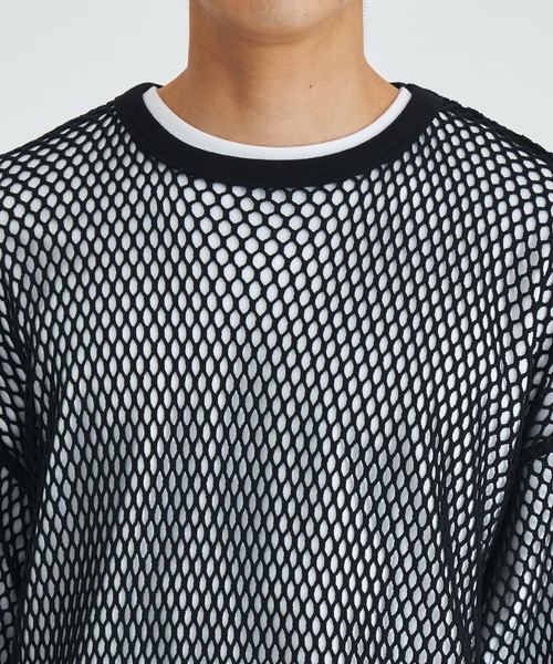 SHAREEF(シャリーフ)の「STUDIOUS別注 MESH PULLOVER(Tシャツ/カットソー・メンズ・ホワイト/ブラック・1/2)」の12枚目の写真