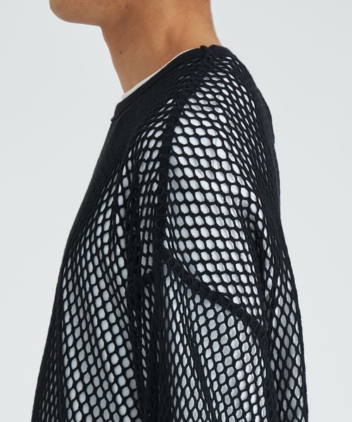 SHAREEF(シャリーフ)の「STUDIOUS別注 MESH PULLOVER(Tシャツ/カットソー・メンズ・ホワイト/ブラック・1/2)」の4枚目の写真