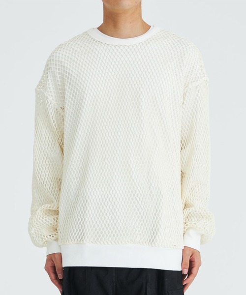SHAREEF(シャリーフ)の「STUDIOUS別注 MESH PULLOVER(Tシャツ/カットソー・メンズ・ホワイト/ブラック・1/2)」の13枚目の写真