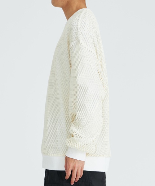 SHAREEF(シャリーフ)の「STUDIOUS別注 MESH PULLOVER(Tシャツ/カットソー・メンズ・ホワイト/ブラック・1/2)」の7枚目の写真
