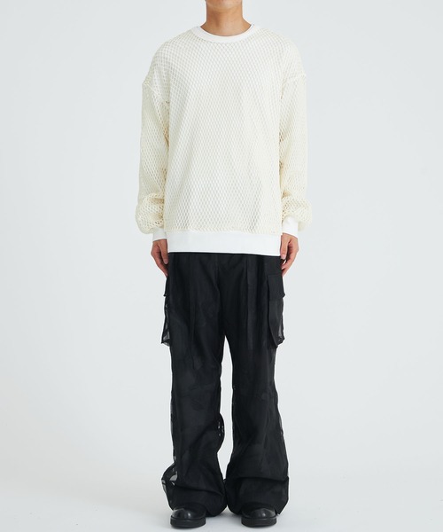 SHAREEF(シャリーフ)の「STUDIOUS別注 MESH PULLOVER(Tシャツ/カットソー・メンズ・ホワイト/ブラック・1/2)」の5枚目の写真