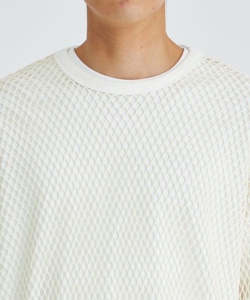 SHAREEF(シャリーフ)の「STUDIOUS別注 MESH PULLOVER(Tシャツ/カットソー・メンズ・ホワイト/ブラック・1/2)」の11枚目の写真
