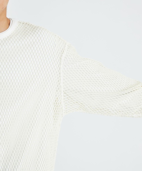SHAREEF(シャリーフ)の「STUDIOUS別注 MESH PULLOVER(Tシャツ/カットソー・メンズ・ホワイト/ブラック・1/2)」の9枚目の写真