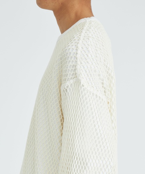 SHAREEF(シャリーフ)の「STUDIOUS別注 MESH PULLOVER(Tシャツ/カットソー・メンズ・ホワイト/ブラック・1/2)」の3枚目の写真
