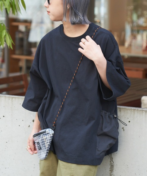 CIAOPANIC TYPY（チャオパニックティピー）の「ナイロンポケット切替スーパービッグTee（Tシャツ/カットソー・メンズ・ブラウン/オフホワイト/ブラック・MEDIUM/LARGE/X-LARGE）」の3枚目の写真