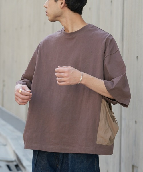 CIAOPANIC TYPY（チャオパニックティピー）の「ナイロンポケット切替スーパービッグTee（Tシャツ/カットソー・メンズ・ブラウン/オフホワイト/ブラック・MEDIUM/LARGE/X-LARGE）」の19枚目の写真