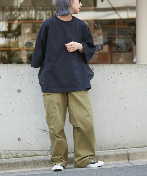 CIAOPANIC TYPY（チャオパニックティピー）の「ナイロンポケット切替スーパービッグTee（Tシャツ/カットソー・メンズ・ブラウン/オフホワイト/ブラック・MEDIUM/LARGE/X-LARGE）」の6枚目の写真