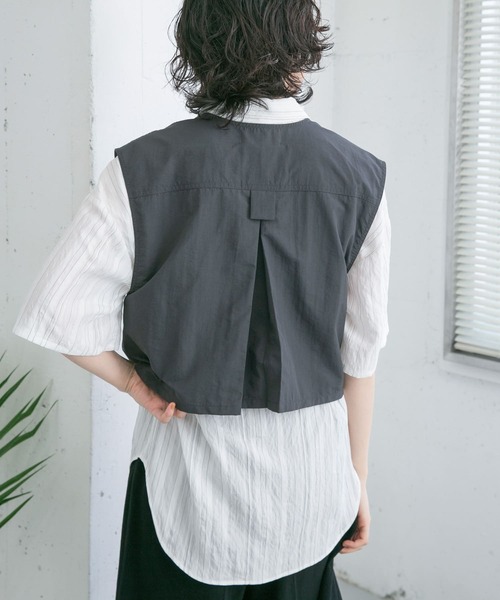 ブラウス シャツ back open striped shirt / バックオープンストライプシャツ レディース mideal ブラウス シャツ back open striped shirt / バック
