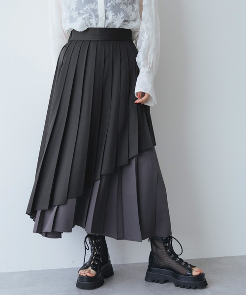 HARE(ハレ)の「レイヤードプリーツスカート(HARE)(スカート・レディース・ブラック/ホワイト/ブルー/ボルドー/ブラック系その他/ホワイト系その他/ブルー系その他・FREE)」の18枚目の写真