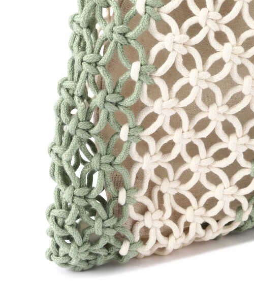 N.（N. Natural Beauty Basic）（エヌエヌナチュラルビューティーベーシック）の「マクラメ編トートバッグ（トートバッグ・レディース・ライトグリーン/オレンジ・ﾌﾘ-）」の3枚目の写真