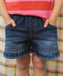 BREEZE | 裾プリーツデニムショートパンツ(デニムパンツ)