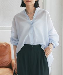 ナチュラルオーガンジーバンドカラーシャツ