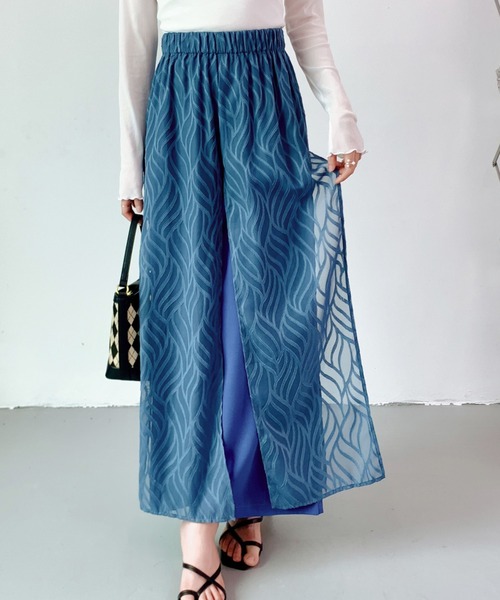 ECLIN（エクラン）の「レイヤード風ラップパンツ（その他パンツ・レディース・ブラック/ベージュ/ブルー・S/M）」の3枚目の写真