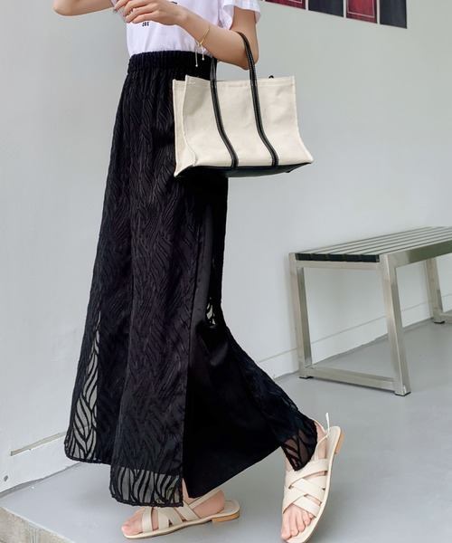 ECLIN（エクラン）の「レイヤード風ラップパンツ（その他パンツ・レディース・ブラック/ベージュ/ブルー・S/M）」の2枚目の写真