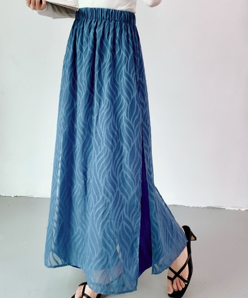 ECLIN（エクラン）の「レイヤード風ラップパンツ（その他パンツ・レディース・ブラック/ベージュ/ブルー・S/M）」の4枚目の写真