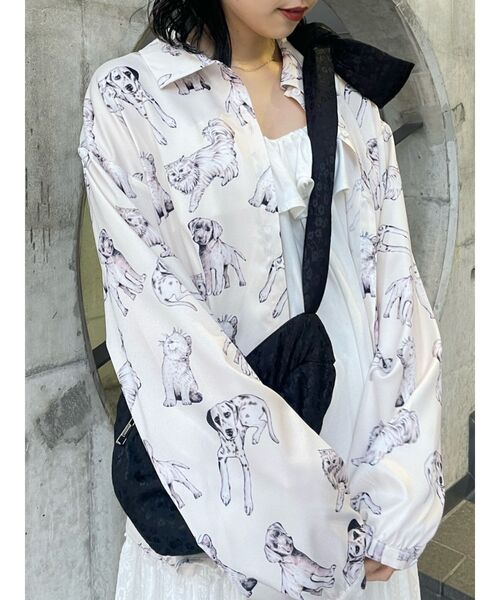 merry jenny（メリージェニー）の「dog&cat シャツ（シャツ/ブラウス・レディース・オフホワイト/ライトブルー・FREE）」の4枚目の写真