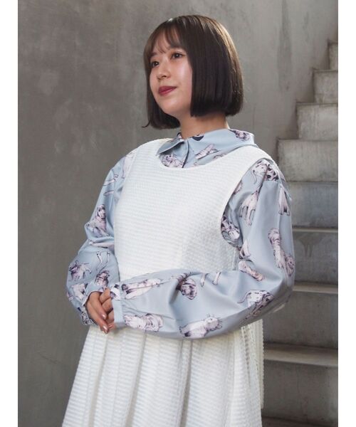 merry jenny（メリージェニー）の「dog&cat シャツ（シャツ/ブラウス・レディース・オフホワイト/ライトブルー・FREE）」の6枚目の写真