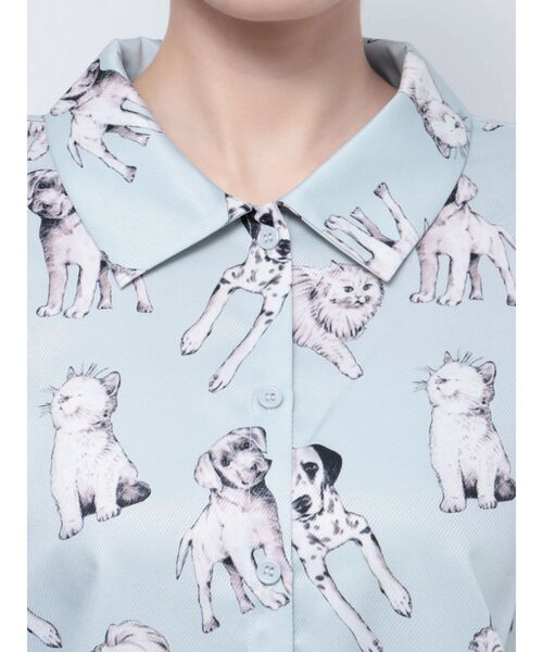 merry jenny（メリージェニー）の「dog&cat シャツ（シャツ/ブラウス・レディース・オフホワイト/ライトブルー・FREE）」の18枚目の写真