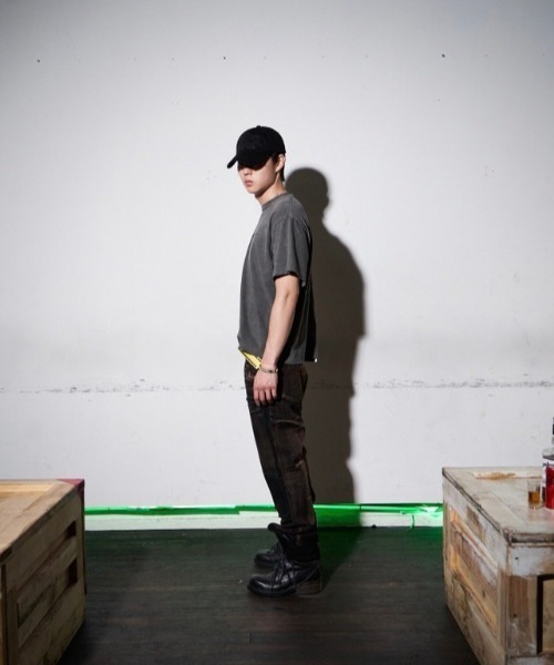 TILLDAWN(ティルダウン)の「【TILLDAWN/ティルドーン】CUTOUT PANNEL PANTS / カットアウト デニムパンツ ジーンズ(デニムパンツ・メンズ・ベージュ/ブラック・M/L)」の6枚目の写真