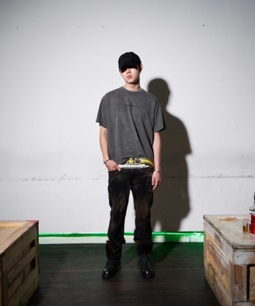 TILLDAWN(ティルダウン)の「【TILLDAWN/ティルドーン】CUTOUT PANNEL PANTS / カットアウト デニムパンツ ジーンズ(デニムパンツ・メンズ・ベージュ/ブラック・M/L)」の4枚目の写真