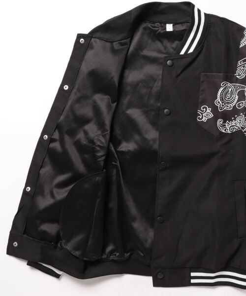 Burner(バーナー)の「【OKUOKU 0909】ペイズリー柄 MA-1 ブルゾン oku-outer-681897801582-35 U(MA-1・メンズ・ブラック・M/L/XL)」の3枚目の写真