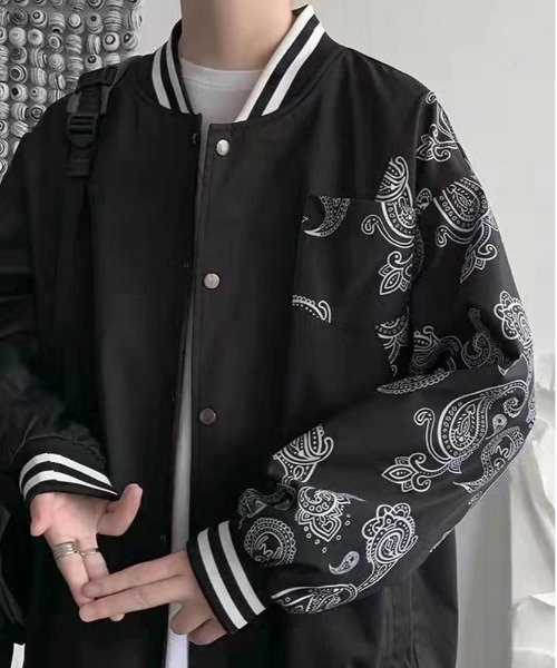 Burner(バーナー)の「【OKUOKU 0909】ペイズリー柄 MA-1 ブルゾン oku-outer-681897801582-35 U(MA-1・メンズ・ブラック・M/L/XL)」の4枚目の写真