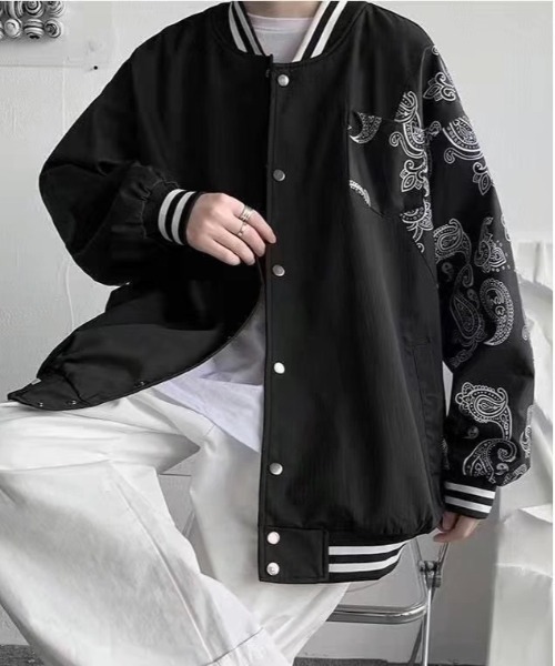 Burner(バーナー)の「【OKUOKU 0909】ペイズリー柄 MA-1 ブルゾン oku-outer-681897801582-35 U(MA-1・メンズ・ブラック・M/L/XL)」の5枚目の写真