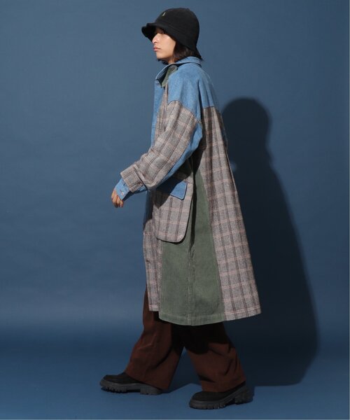 DOUBLE NAME（ダブルネーム）の「異素材MIXチェックコート（その他