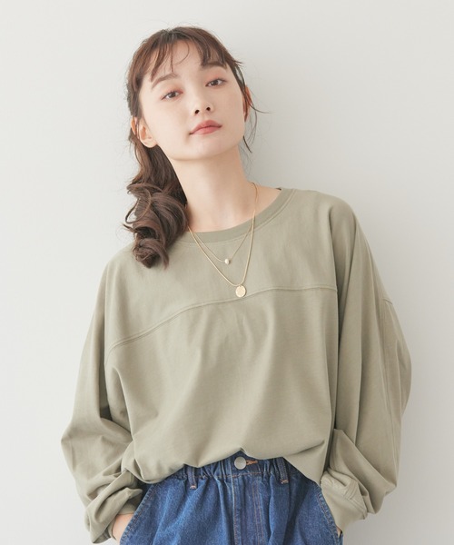 AMERICAN HOLIC(アメリカンホリック)の「切り替えカットチュニック(チュニック・レディース・ブルー/カーキ/アイボリー・M/L)」の5枚目の写真