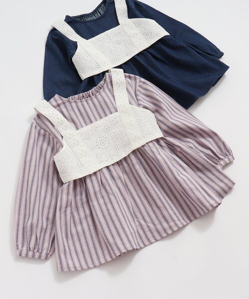 BREEZE(ブリーズ)の「レースビスチェ付きチュニック(チュニック・キッズ・ピンク/インディゴブルー・130/110/120/90/80/100/140)」の2枚目の写真
