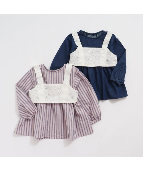 BREEZE(ブリーズ)の「レースビスチェ付きチュニック(チュニック・キッズ・ピンク/インディゴブルー・130/110/120/90/80/100/140)」の3枚目の写真