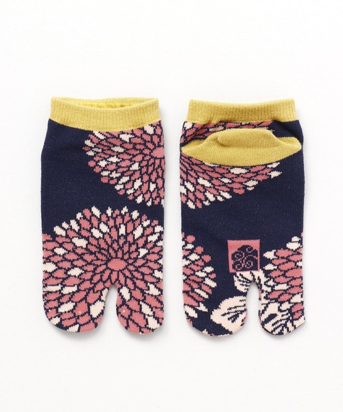 カヤ(カヤ)の「【カヤ】わらべ足袋型くつ下18~21cm むじな菊(ソックス/靴下・キッズ・キナリ/ネイビー・FREE)」の5枚目の写真