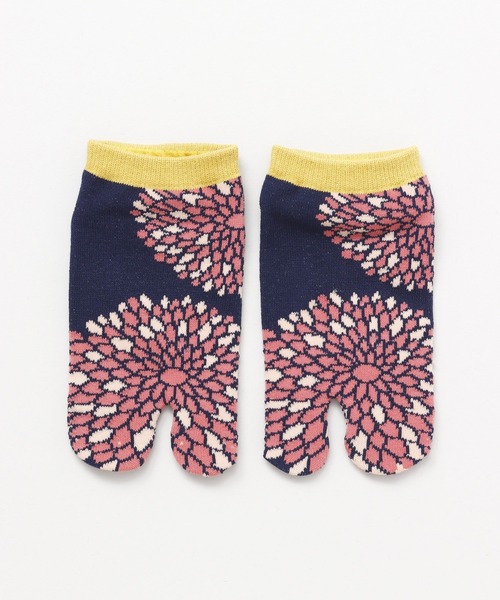 カヤ(カヤ)の「【カヤ】わらべ足袋型くつ下18~21cm むじな菊(ソックス/靴下・キッズ・キナリ/ネイビー・FREE)」の4枚目の写真