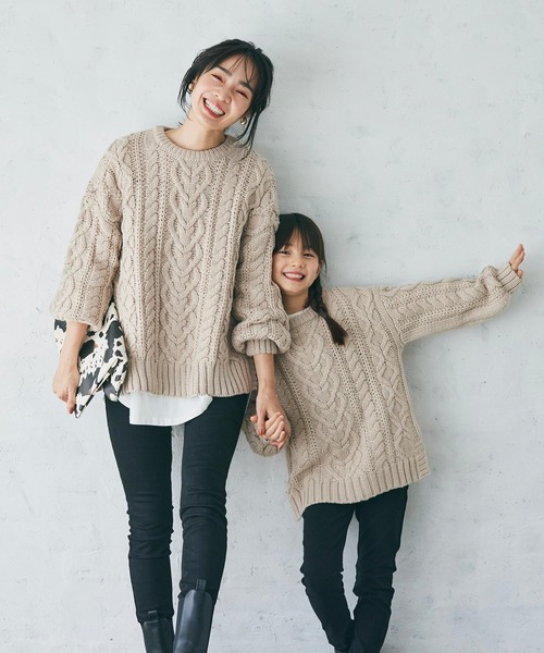 coca(coca)(コカ)の「キッズ 親子お揃いウールミックスケーブルニット(ニット/セーター・キッズ・グレー/ネイビー・100/140/110/120/130)」の10枚目の写真