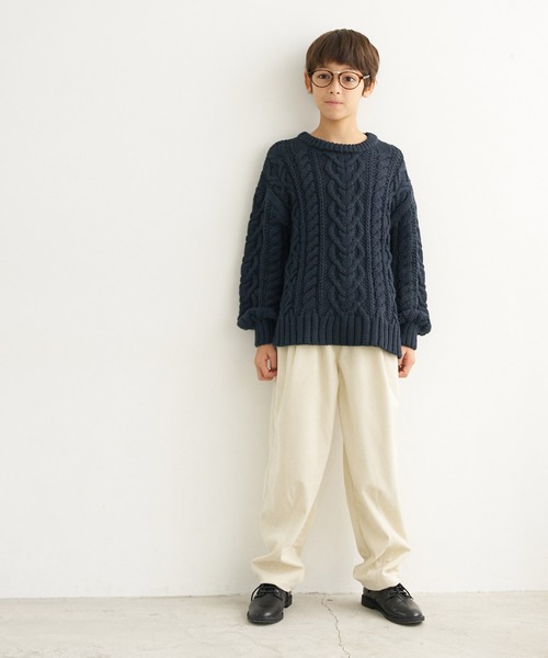 coca(coca)(コカ)の「キッズ 親子お揃いウールミックスケーブルニット(ニット/セーター・キッズ・グレー/ネイビー・100/140/110/120/130)」の3枚目の写真