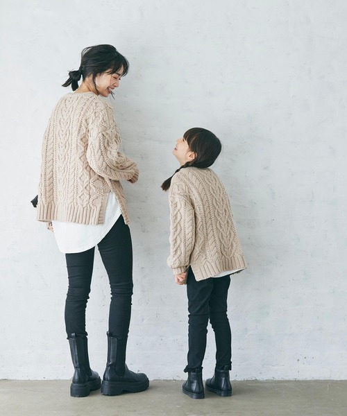 coca(coca)(コカ)の「キッズ 親子お揃いウールミックスケーブルニット(ニット/セーター・キッズ・グレー/ネイビー・100/140/110/120/130)」の8枚目の写真
