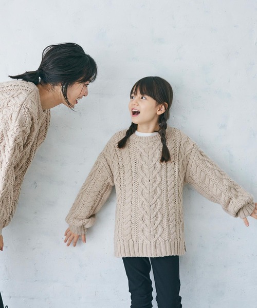 coca(coca)(コカ)の「キッズ 親子お揃いウールミックスケーブルニット(ニット/セーター・キッズ・グレー/ネイビー・100/140/110/120/130)」の7枚目の写真