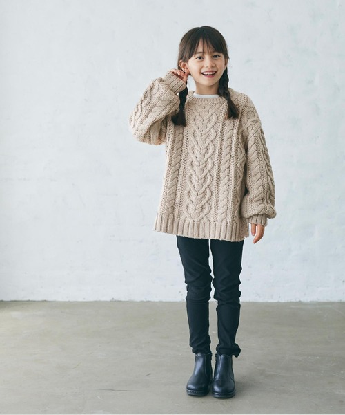 coca(coca)(コカ)の「キッズ 親子お揃いウールミックスケーブルニット(ニット/セーター・キッズ・グレー/ネイビー・100/140/110/120/130)」の6枚目の写真