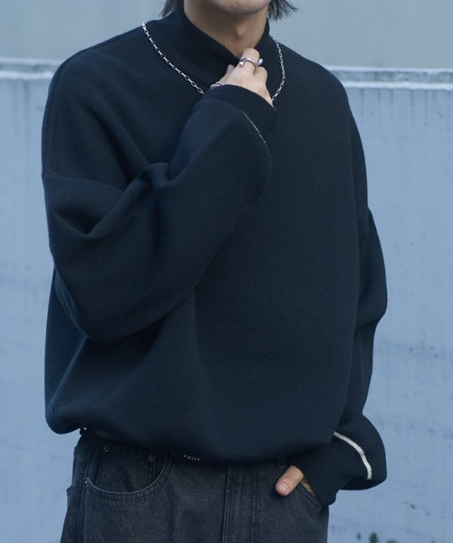 COLONY 2139（コロニートゥーワンスリーナイン）の「リサイクルポリハイネックニット（ニット/セーター・メンズ・アイボリー/グレイッシュベージュ/ブラック/バイオレット/ブルー・MEDIUM/LARGE）」の2枚目の写真