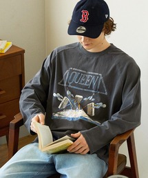 【The Rolling Stones/Queen】別注 ロックプリント オーバーサイズ ピグメント加工 長袖Tシャツ EMMA CLOTHES