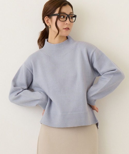 NICOLE white（ニコルホワイト）の「バックスリット ハイネック プルオーバー（ニット/セーター・レディース・ブラック/サックスブルー/ミント/ベージュ/オレンジ/オフホワイト・FREE）」の6枚目の写真