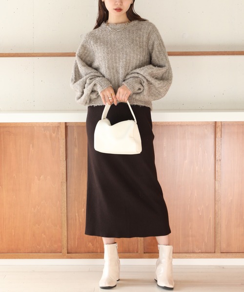 SETUP7(セットアップセブン)の「【SETUP7】タイトリブニットスカート KNF037(スカート・レディース・ダークブラウン/ブラック/ベージュ・FREE)」の13枚目の写真